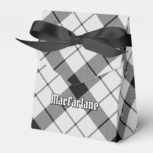 Clan MacFarlane Black and White Tartan Favour Box (Front Side)