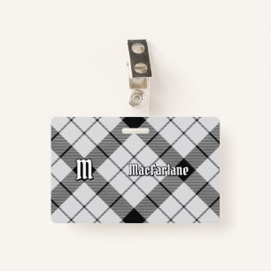 Clan MacFarlane Black and White Tartan ID Badge