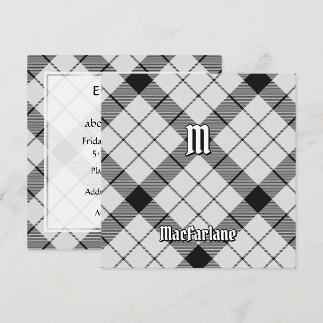 Clan MacFarlane Black and White Tartan Invitation (Front/Back)