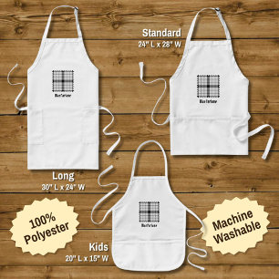 Clan MacFarlane Black and White Tartan Long Apron