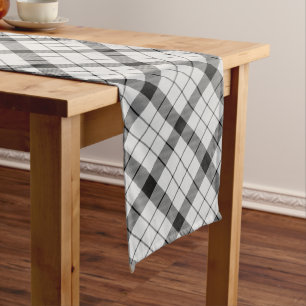 Clan MacFarlane Black and White Tartan Long Table Runner