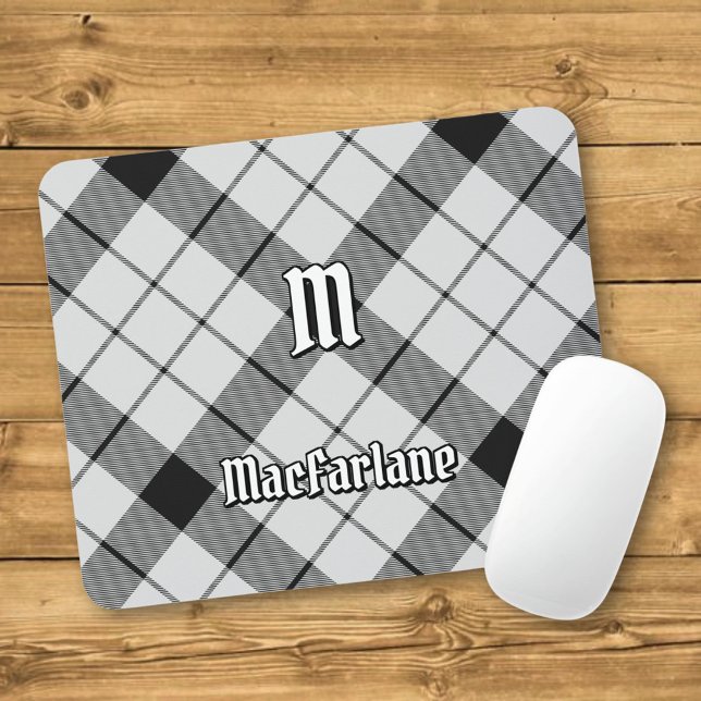 Clan MacFarlane Black and White Tartan Mouse Pad (Creator Uploaded)