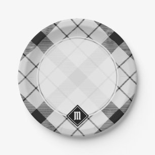 Clan MacFarlane Black and White Tartan Paper Plate