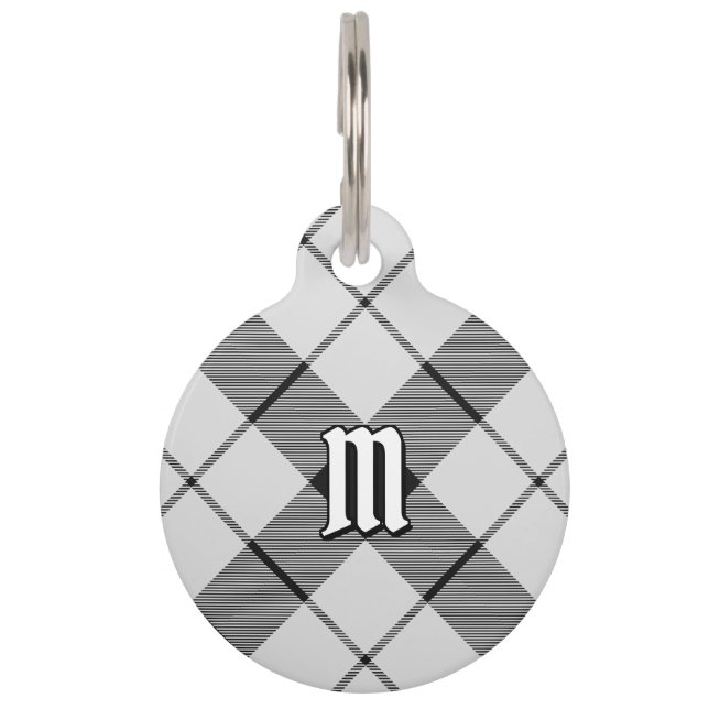 Clan MacFarlane Black and White Tartan Pet Tag (Front)