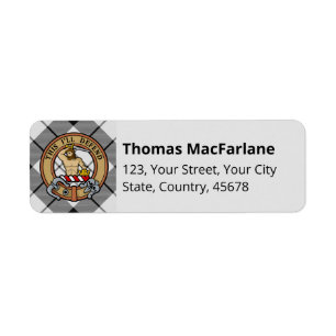 Clan MacFarlane Black and White Tartan Return Address Label