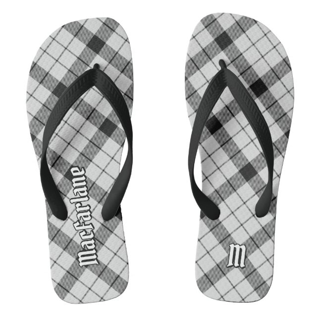 Clan MacFarlane Black and White Tartan Thongs (Footbed)