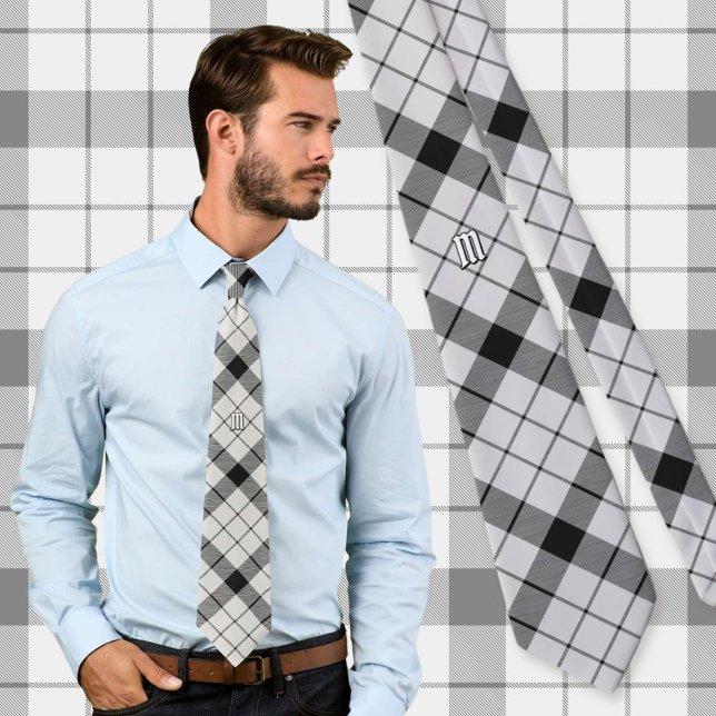Clan MacFarlane Black and White Tartan Tie (Creator Uploaded)