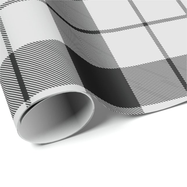 Clan MacFarlane Black and White Tartan Wrapping Paper (Roll Corner)