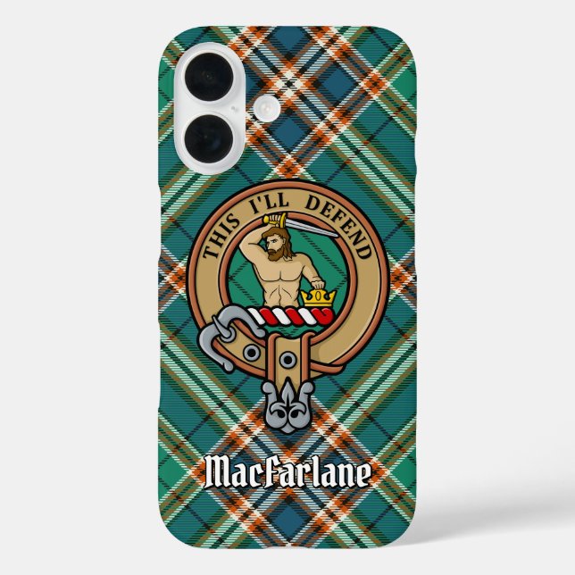 Clan MacFarlane Crest over Ancient Hunting Tartan Case-Mate iPhone Case (Back)