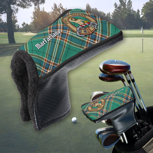 Clan MacFarlane Crest over Ancient Hunting Tartan Golf Head Cover (Creator Uploaded)