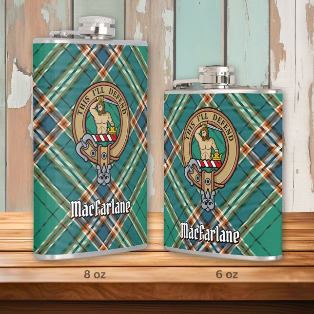 Clan MacFarlane Crest over Ancient Hunting Tartan Hip Flask (Creator Uploaded)