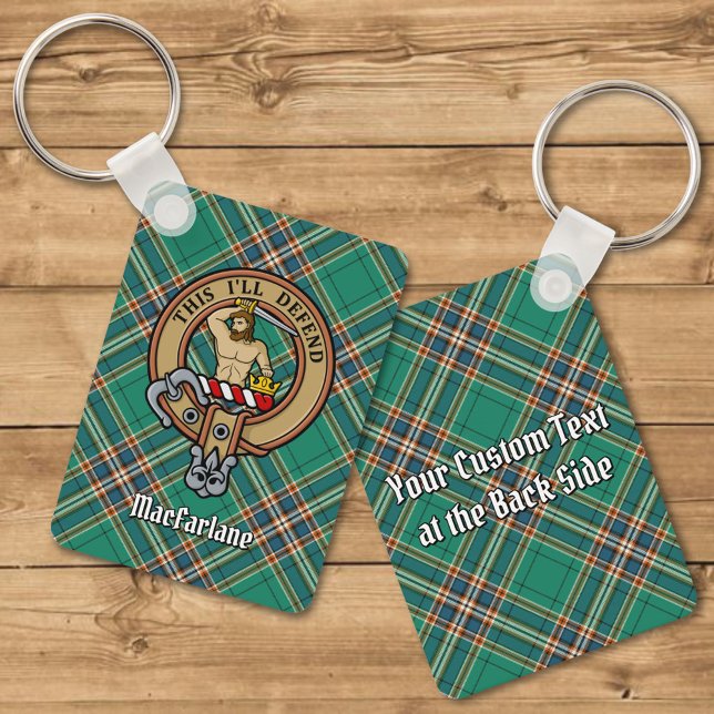 Clan MacFarlane Crest over Ancient Hunting Tartan Key Ring (Creator Uploaded)