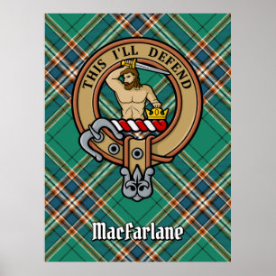 Clan MacFarlane Crest over Ancient Hunting Tartan Poster
