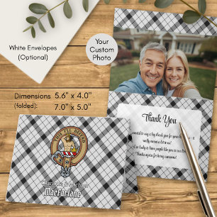 Clan MacFarlane Crest over Black and White Tartan Invitation
