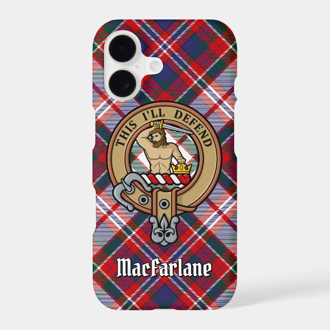 Clan MacFarlane Crest over Dress Tartan (Back)