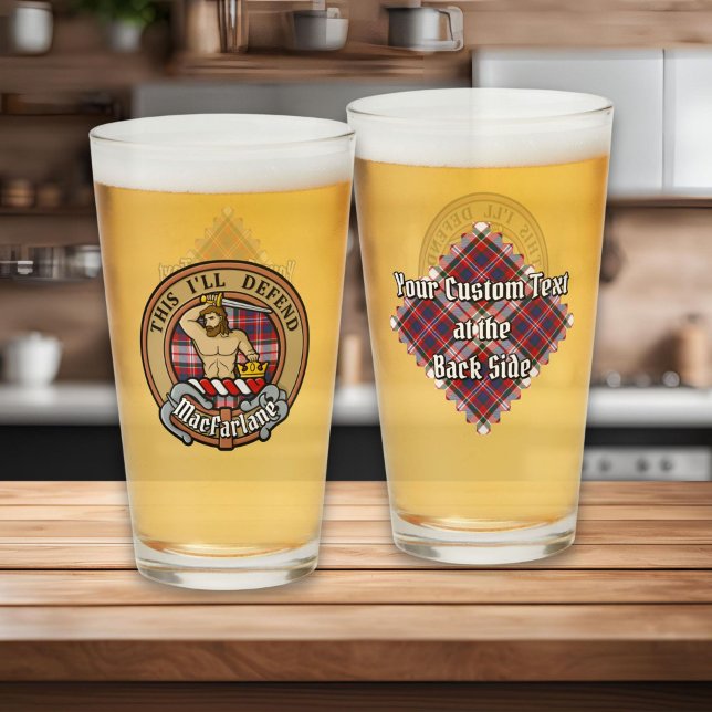 Clan MacFarlane Crest over Dress Tartan Glass (Creator Uploaded)