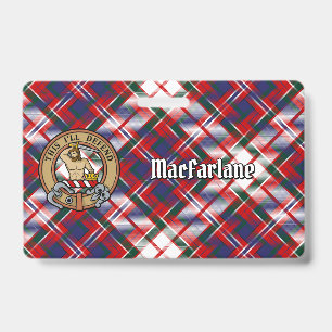 Clan MacFarlane Crest over Dress Tartan ID Badge