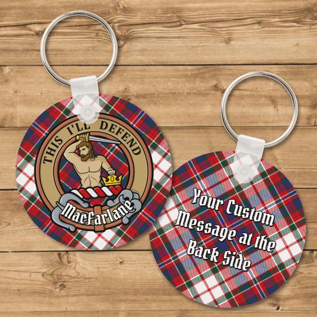 Clan MacFarlane Crest over Dress Tartan Key Ring (Creator Uploaded)