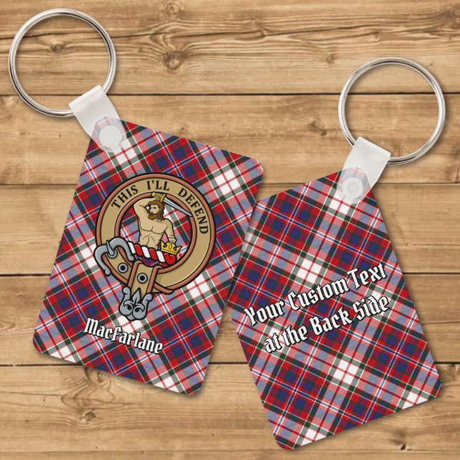 Clan MacFarlane Crest over Dress Tartan Key Ring (Creator Uploaded)