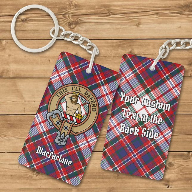 Clan MacFarlane Crest over Dress Tartan Key Ring (Creator Uploaded)
