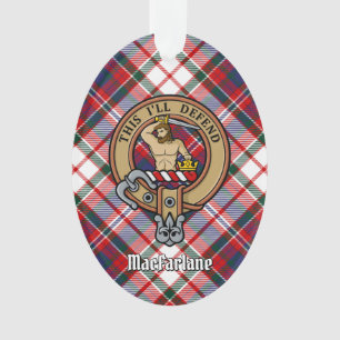 Clan MacFarlane Crest over Dress Tartan Ornament