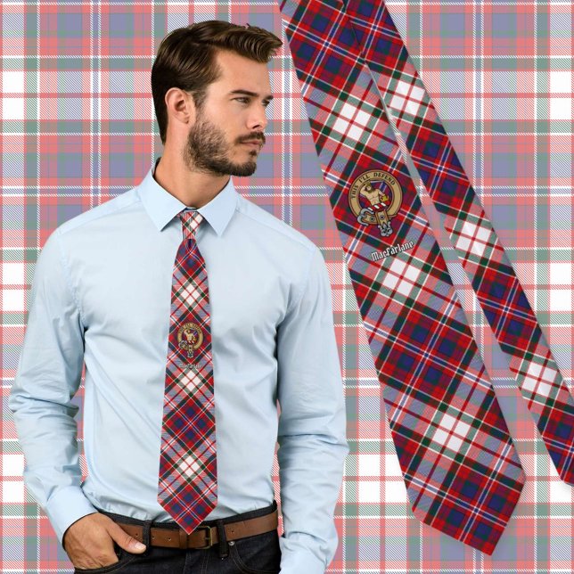 Clan MacFarlane Crest over Dress Tartan Tie (Creator Uploaded)