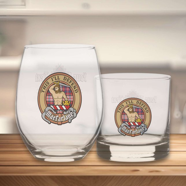 Clan MacFarlane Crest over Dress Tartan Whiskey Glass (Creator Uploaded)