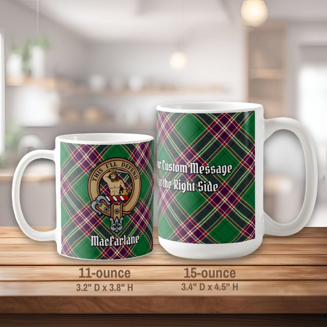 Clan MacFarlane Crest over Modern Hunting Tartan Coffee Mug (Creator Uploaded)