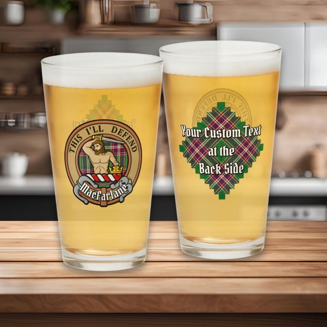 Clan MacFarlane Crest over Modern Hunting Tartan Glass (Creator Uploaded)