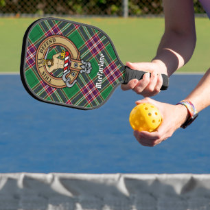 Clan MacFarlane Crest over Modern Hunting Tartan Pickleball Paddle