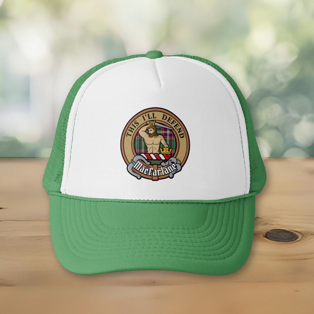 Clan MacFarlane Crest over Modern Hunting Tartan Trucker Hat (Creator Uploaded)
