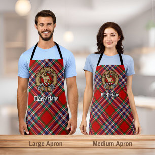 Clan MacFarlane Crest over Red Tartan Apron