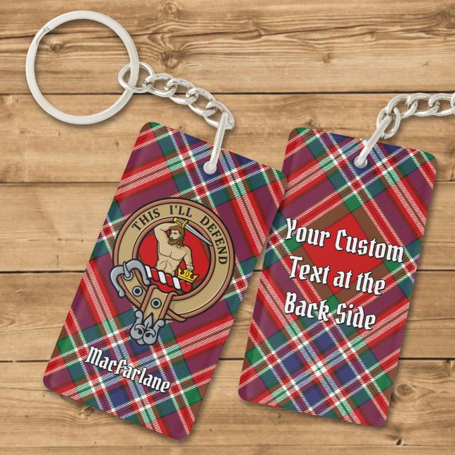 Clan MacFarlane Crest over Red Tartan Key Ring (Creator Uploaded)