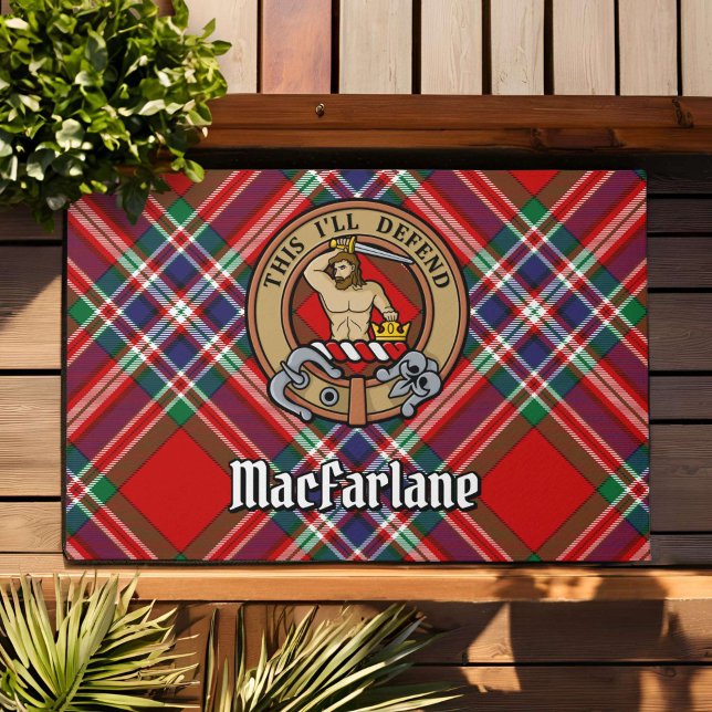 Clan MacFarlane Crest over Tartan Doormat (Creator Uploaded)