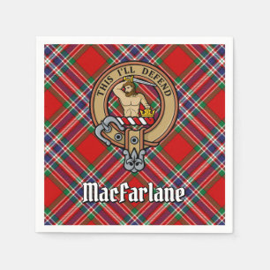Clan MacFarlane Crest over Tartan Napkin