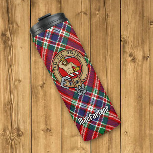 Clan MacFarlane Crest over Tartan Thermal Tumbler