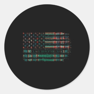 Clan Macfarlane Hunting Scottish Tartan Us Flag Sc Classic Round Sticker
