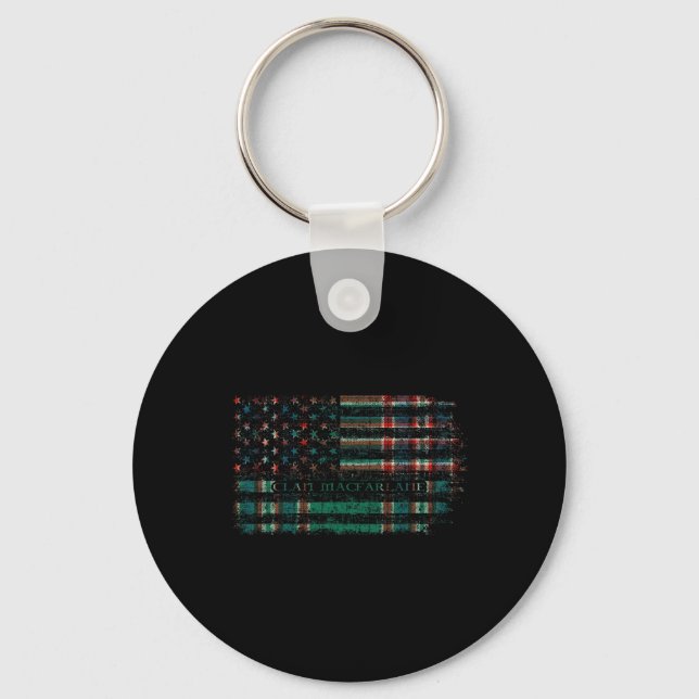Clan Macfarlane Hunting Scottish Tartan Us Flag Sc Key Ring (Front)