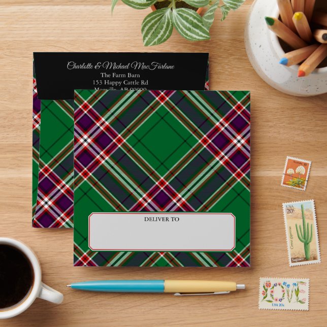 Clan MacFarlane Modern Hunting Tartan Envelope (Desk)