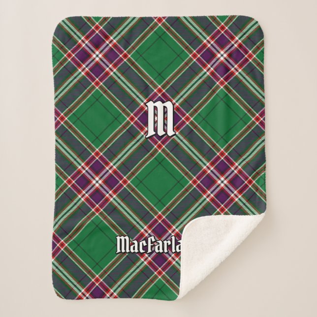 Clan MacFarlane Modern Hunting Tartan Sherpa Blanket (Front)