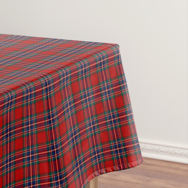 Clan MacFarlane Red and Royal Blue Scottish Tartan Tablecloth (In Situ)