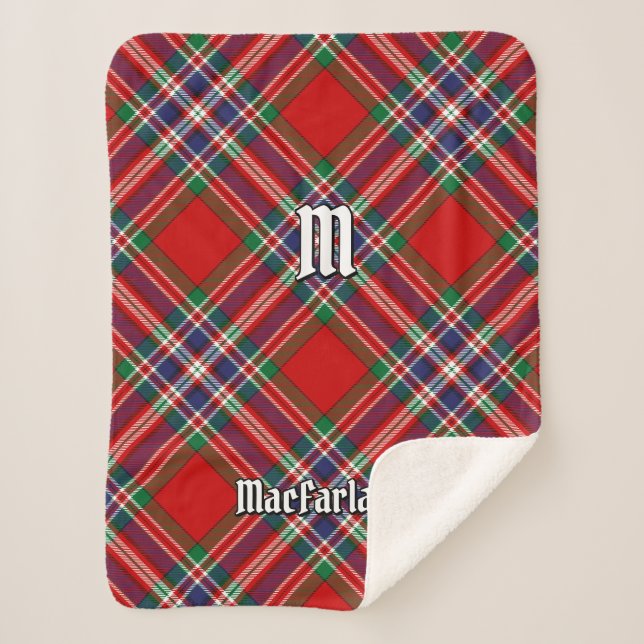 Clan MacFarlane Red Tartan Sherpa Blanket (Front)