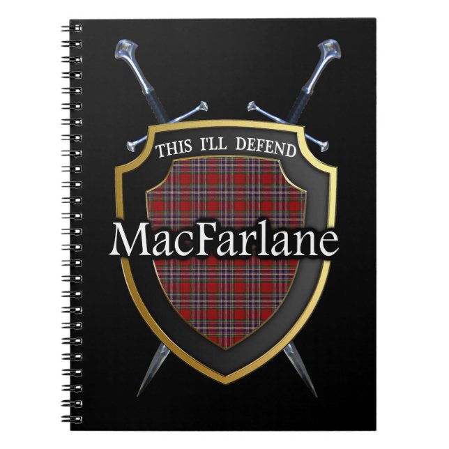 Clan MacFarlane Tartan Shield & Swords Notebook (Front)