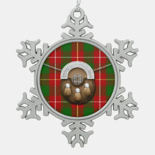 Clan MacFie Tartan And Sporran Snowflake Pewter Christmas Ornament