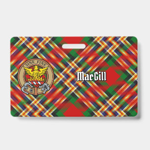 Clan MacGill Crest over Tartan ID Badge