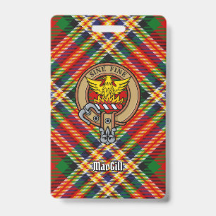 Clan MacGill Crest over Tartan ID Badge