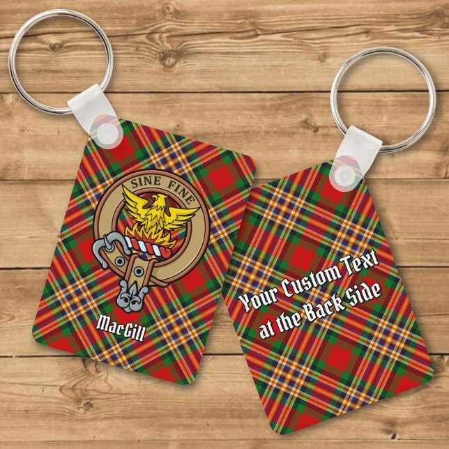 Clan MacGill Crest over Tartan Keychain (Creator Uploaded)