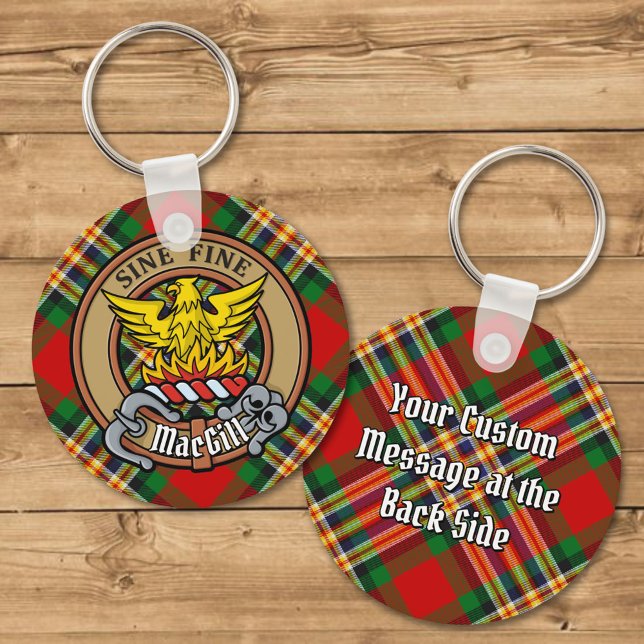 Clan MacGill Crest over Tartan Keychain (Creator Uploaded)
