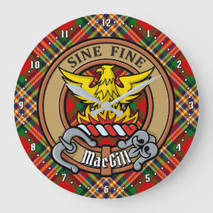 Clan MacGill Crest over Tartan Large Clock