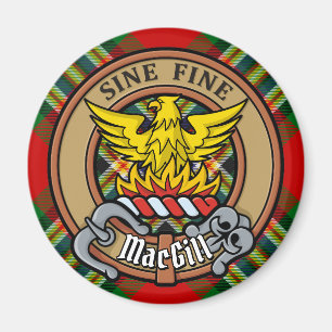 Clan MacGill Crest over Tartan Magnet